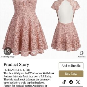 Windsor Rose Lace Open-Back Cocktail Dress